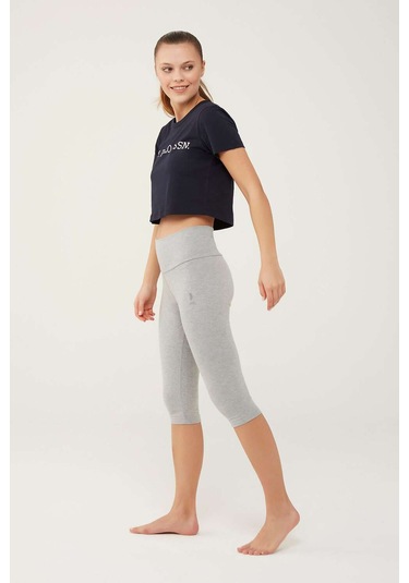 U.S. Polo Assn. Kadın Gri Melanj Kısa Tayt 16608 Gri