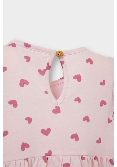 Defacto Kız Bebek Kalp Baskılı Uzun Kollu Elbise F4548a525aupn688 Pembe