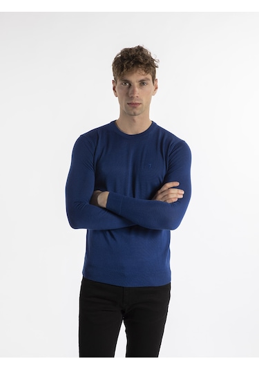Trussardi Trussardı Erkek Kazak  TRRD003641 Mavi