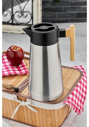 Cooker Bamboopour 2 Litre Paslanmaz Çelik Bambu Saplı Çelik Termos Ckr2094 Diğer