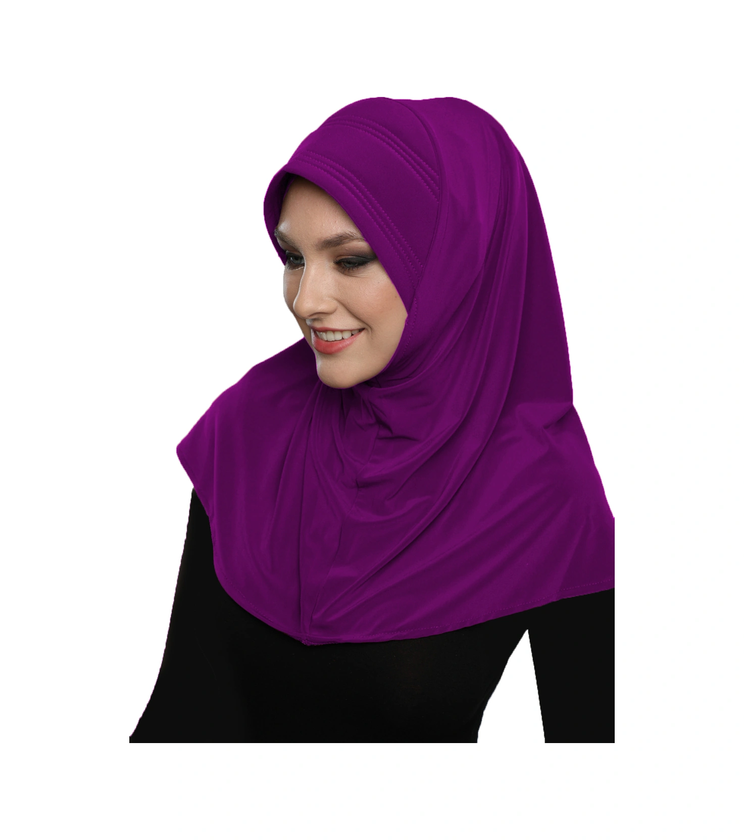 Takmatik Sade Fuşya Hazır Türban Tesettür Havuz Bonesi Namaz Örtüsü Fuşya