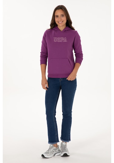 U.S. Polo Assn. Kadın Menekşe Şardonlu Kapüşonlu Basic Sweatshirt 50313566-VR037