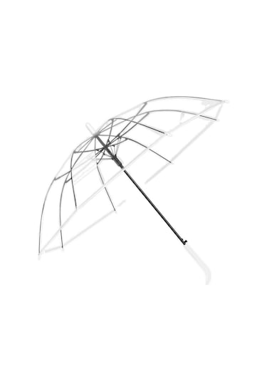 Mağaza Sıcak Satış Şeffaf Şemsiye Uzun Sap Şemsiye Büyük Yüksek Değer Şemsiye Güçlendirilmiş Fiber Siyah Kemik Sekiz Kemikli Sapı-şeffaf Renk