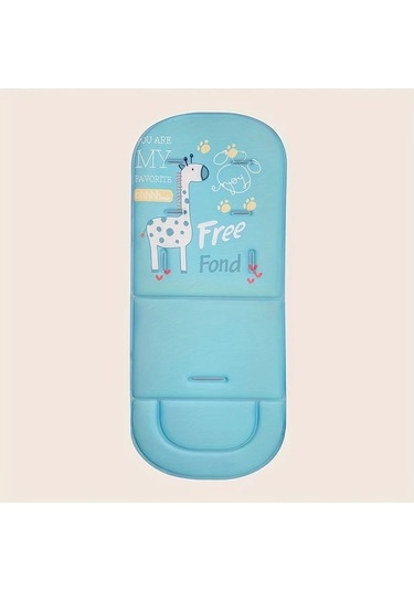 Primepickings Mavi Tek Parça Nefes Alabilir Bebek Arabası Koltuğu Yastığı Çok Renkli Zürafa Desenli