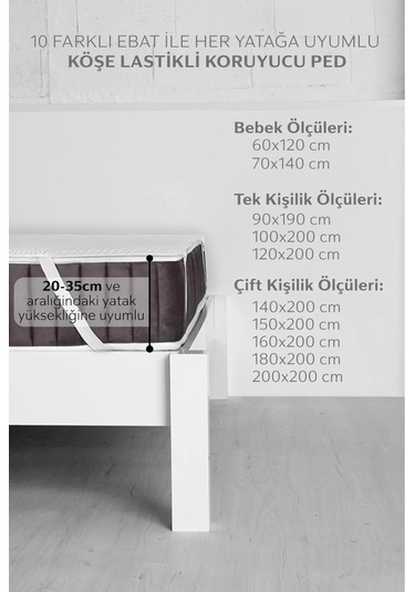 Micro Classic Sıvı Geçirmez Köşe Lastikli Ped Tek - Çift Kişilik Çocuk Yatak Koruyucu Alezi Beyaz