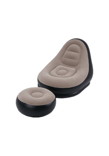 Ikkb Şişme Tembel Koltuk Pedallı İki Parçalı Taşınabilir Dış Mekan Mobilyaları Ayak Pompalı Kahve Kahverengi