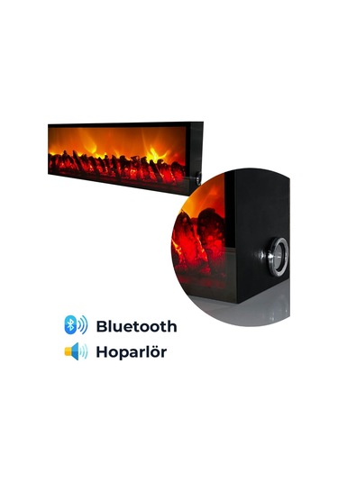 Arif Şömine Dekoratif Elektrikli Yapay Şömine - 160x40x15 Cm - Kumandalı, Bluetooth Özellikli