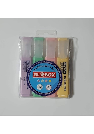 Gorkakırtasiye-Globox Fosforlu Kalem Pastel Renk 4 Lü 3230
