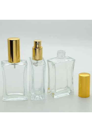 Boş Parfüm Şişesi 30 ML 2 Adet Sarı Metal Valf ve Kapak