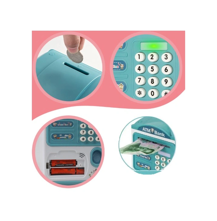 Parmak İzi Görünümlü Elektronik Şifreli Otomatik Kağıt Para Alan Atm Kumbara 5256