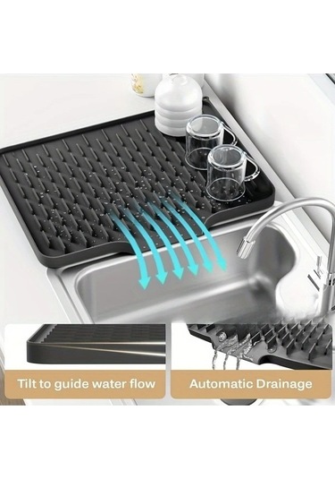 Trendooze Koruyucu Siyah Kaymaz Silikon Matı Tezgah Buzdolabı 15.75x12.6inç 2 Stil