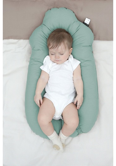 Mordesign Moresleep 2'si 1 Arada Bebek Sarılma Ve Şekillendirme Yastığı, Düz Kafa Yastığı,pamuklu,uyku Yastığı Yeşil Zg10194-6