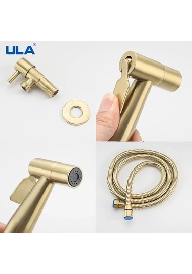 Joyhub Mingjin Shop2 1,2 M Boru Stili Ula Fırçalanmış Altın Şırınga Seti El Bide Püskürtücü Paslanmaz Çelik Tuvalet Bide Musluk Shattaf Vana Jet Seti Hygieower C5wz1c Beyaz