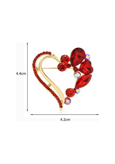 Altın Blucome Güzellik 2 Renkli Kalp Kadınlar Için Tasarımcı Rhinestone Aşk Kalp Broş Parti Ofis Broş Pin Hediyeler Altın