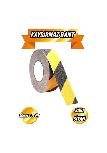 Kaydırmaz Zemin Bandı Sarı-siyah 50mmx15mt - Bant