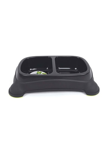 M-pets Eco Double İkili Plastik Kedi Ve Köpek Mama Ve Su Kabı Siyah 2x400 Ml 244-51028.01