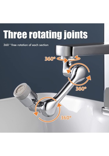 Qianfan 1080 Döner Lavabo Musluk Uzatıcı, Musluk Gümüş