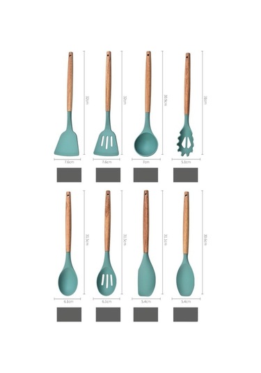 Tongxida Pembe 11 Parçalı Silikon Mutfak Gereçleri Seti Yapışmaz Pişirme Aletleri Pembe