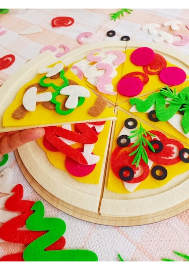 Keçe Pizza Oyun Seti Montessori Aktivite