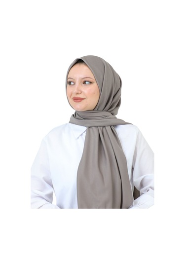 Şal Zarif Başörtüsü Eşarp Tesettür Giyim Uzun Abiyelik Koyu Vizon