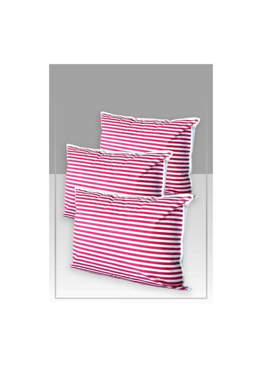 3'lü Set Yastık Düzenleyici Hurç Pembe Çizgili 50x70 Cm Pembe