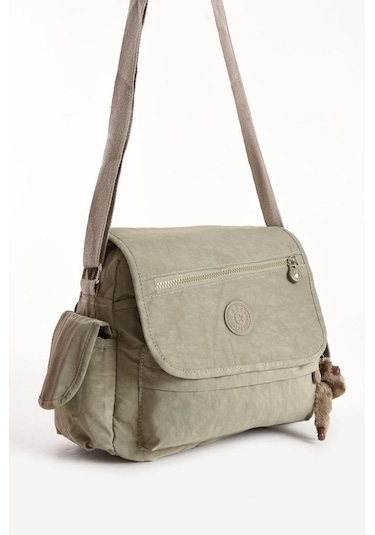 Postacı Okul Çantası Çapraz Askılı Büyük Boy 33 27 Cm Askı Uzunluğu 130 Cm Çok Cepli Kapaklı Omuz Bej