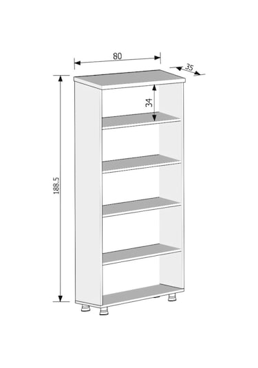 Modüler Dünyası Büyük Boy Kitaplık Dosya Dolabı Meşe - 80X35X188 Meşe