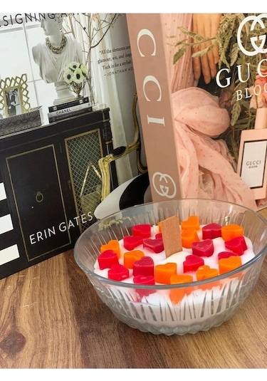 Ersu Store Renkli Minik Kalpli Kokulu Dekoratif Cam Mum