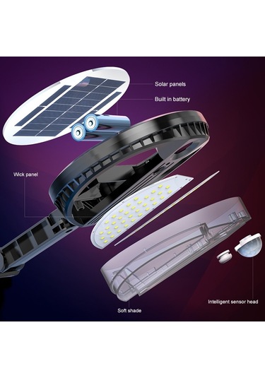 Sones 70 Led 450lm Ip65 Su Geçirmez Yuvarlak Güneş Enerjili Bahçe Lambası Gövdesi İndüksiyon Işık Sokak Lambası