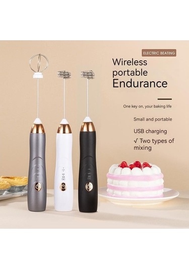 Fastbuy Şarjlı Mini El Mikseri Çırpıcı Portatif Yumurta Köpürtücü Süt Karıştırıcı Beyaz Beyaz