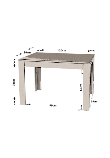 Pasific Home Single Mutfak Yemek Masası, 120x80 cm, Dikdörtgen, Ceviz