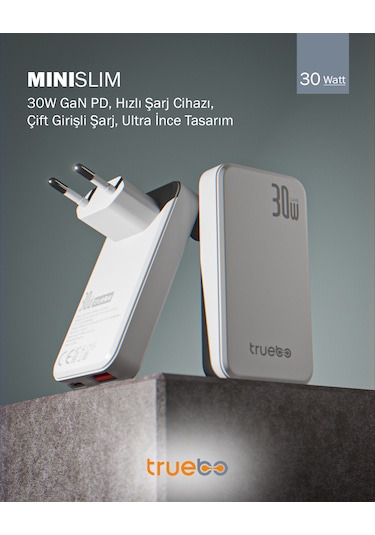 Truebo Minislim 30w Hızlı Şarj Adaptörü