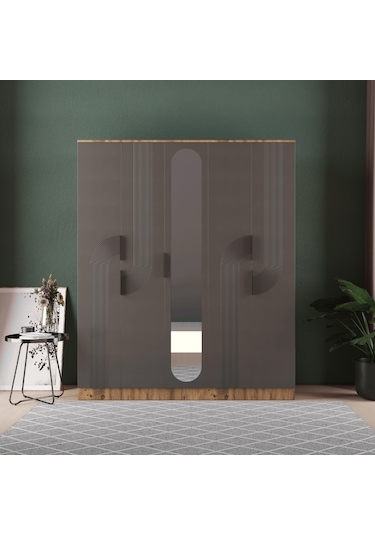 Ekin 5 Kapaklı Eko Gardırop - Mdf Kapak Antrasit