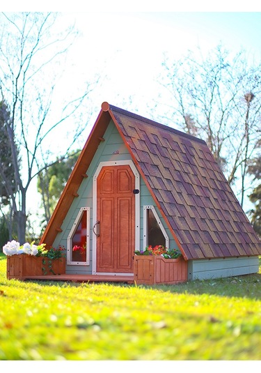 Mandu Ahşap Üçgen Çocuk Oyun Evi Aframe Playhouse
