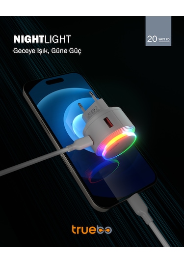Truebo NightLight USB Type-C RGB Gece Lambası Adaptör