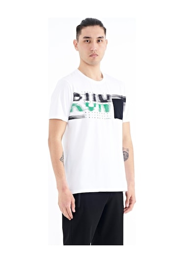 Tommy Life Beyaz Ön Cep Detaylı Baskılı Standart Kalıp Erkek T-shirt - 88200 001