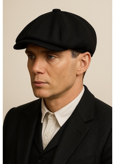 Hamze Peaky Blinders Tarz İngiliz Model Kaşe Kumaş Kasket Şapka Siyah