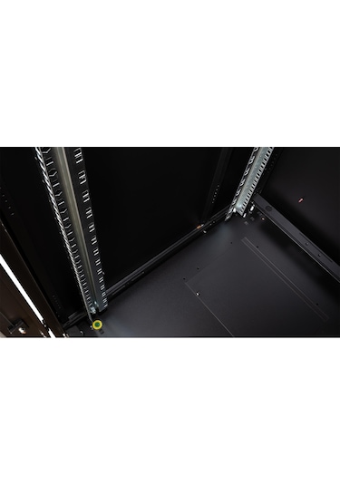 Lande Demonte 42u 600x800 Hyperline Dikili Tip Rack Kabinet Siyah Ön Cam Kapak / Tekerlekli
