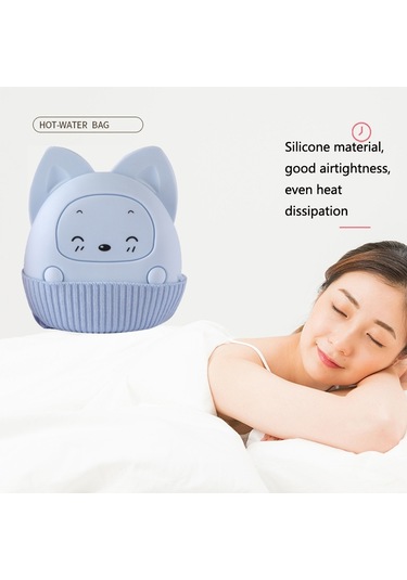 Sones Kış Silikon El Isıtıcısı Karikatür Sevimli Su Enjeksiyonu Sıcak Su Torbası, Renk: Pembe Kare