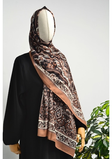 Etnik Desenli Pamuklu Şal 70x190 Cm Turuncu