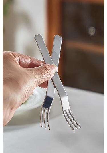 304 Çelik 12 Adet Silver Renk Tatlı Ve Meyve Çatalı Mt159by-12 Gümüş