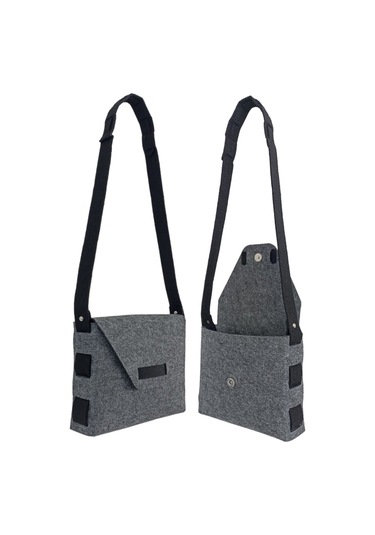 Kız Çocuk Omuz Çantası Keçe Sağlıklı Dikişsiz Etkinlik Günlük Çanta Gri-siyah Gri