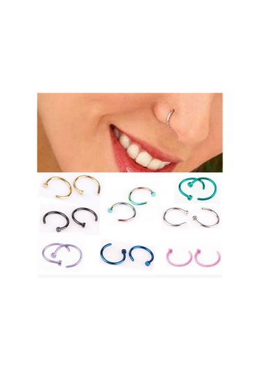 Siyah Moda Sahte Septum Tıbbi Titanyum Burun Halkası Vücut Klip Çember Kadınlar İçin Piercing Takı 1 Adet Siyah