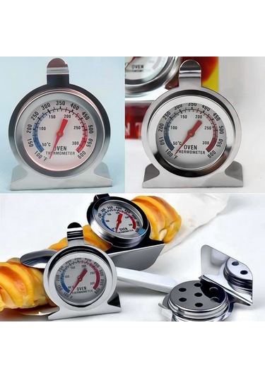 Singree Paslanmaz Çelik Fırın Termometresi, 50-300 C/100-600 F Aralığında Çift Ölçekli, 7x6cm, Tek Adet