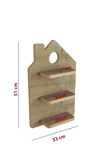 Rafido Ahşap Dekoratif Duvar Rafı 51x33 Cm Atlantik Çam