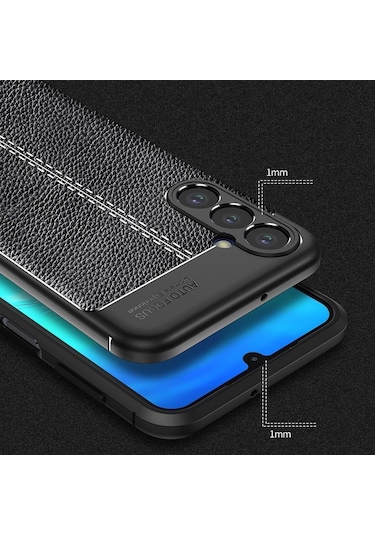 Samsung Uyumlu Galaxy A16 Kılıf Korumalı Deri Görünümlü Mat Silikon