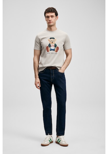 Lufian Teddy Modern Grafik T- Shirt Taş Taş 111020305100190 Taş