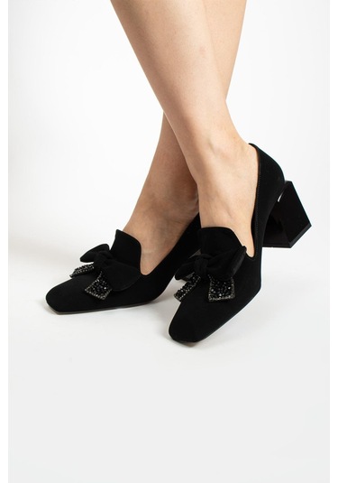 Paris Shoes Paris Siyah Nubuk Topuklu Ayakkabı Z0702-siyah Siyah