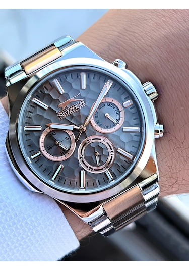 Slazenger Bay Ve Bayan Çelik Kordon Çiftlere Özel 5 Atm Suya Dayanıklı Cift Saati Esl.9.2427.2.02