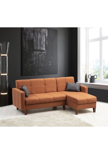 Minarmobilya Polya Sandıklı Bazalı L Köşe Koltuk Ve Berjer - Kiremit